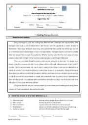 English Worksheet: Written Test