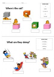 English Worksheet: preposition and playground