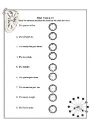 English Worksheet: What time is it?