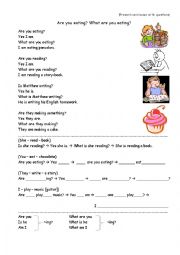 English Worksheet: Are you eating - What are you eating?