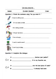 English Worksheet: Do you mind if I...