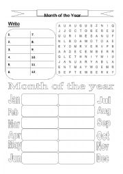 English Worksheet: Month