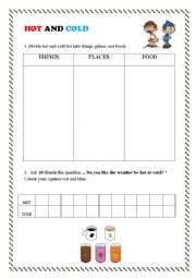 English Worksheet: Hot and cold