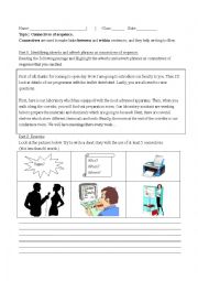 English Worksheet: Connectives of sequence