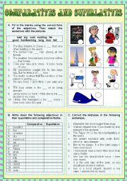 English Worksheet: Comparatives and Superlatives