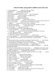 English Worksheet: verbs taking both gerund and infinitive