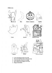 English Worksheet: Coloring exercice on Halloween