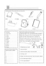 English Worksheet: Easy exam2