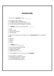 English Worksheet: dictionary skills