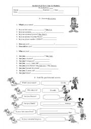 English Worksheet: personal information