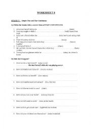 English Worksheet: Simple Past & Past Continous