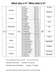 English Worksheet: Days and dates