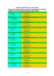 English Worksheet: Choose & Decide (adjective, present participle, past participle)