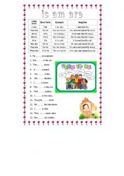 English Worksheet: is am are 