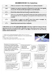 English Worksheet: Space exploration - argumentative text