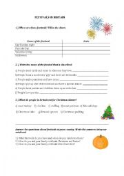 English Worksheet: Festivals in Britain