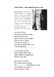 English Worksheet: JOHN LENNON - Happy Cristmas (War is Over).