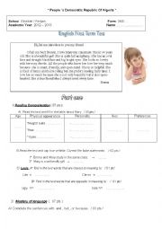 English Worksheet:  Test about describing people