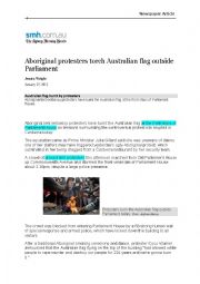English Worksheet: Newspaper article - Aboriginal protests