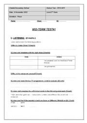 English Worksheet: listening test