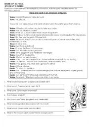 English Worksheet: READING Eating at a restaurant. 