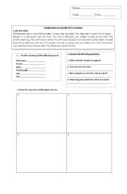 English Worksheet: fishermen in water with sharks