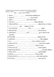 English Worksheet: Simple Present and Subject Pronouns
