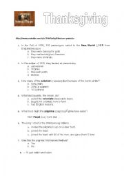 English Worksheet: Thanksgiving (Teens and adults) listening reading and speaking