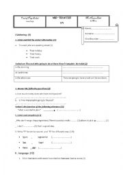 English Worksheet: 8TH FORM MID TERM TEST1