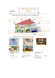 English Worksheet: The parts of the house