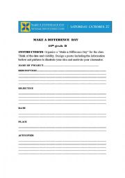 English Worksheet: MAKE A DIFFERENCE DAY