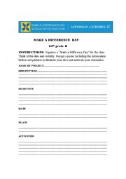 English Worksheet: MAKE A DIFFERENCE DAY