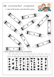 English Worksheet: My colourful crayons