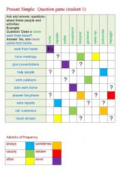 English Worksheet: Present Simple question game