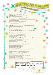 English Worksheet: walking on sunshine- katrina and the waves