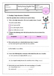 English Worksheet: End-of-term English Test  N� 1  1st   Form
