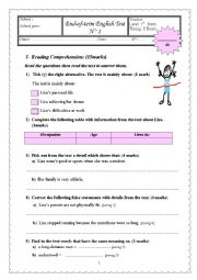 English Worksheet: End-of-term English Test  N 1  1st   Form