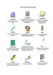 English Worksheet: Picture Dictionary - Dictionary Skill