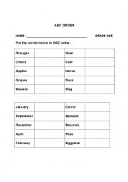 English Worksheet: ABC Order