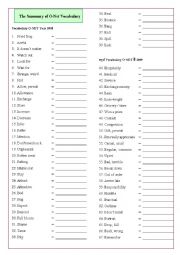 English Worksheet: The Summary of O-Net Vocabulary