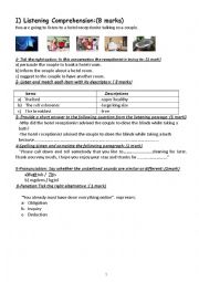 English Worksheet: Mid Term Test n 1 Bac students