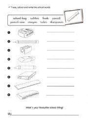 English Worksheet: School things