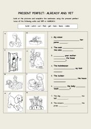 English Worksheet: PRESENT PERFECT WITH ALREADY AND YET.