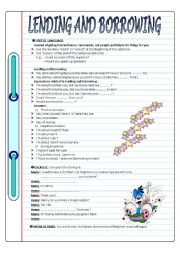 English Worksheet: LENDING AND BORROWING