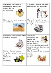 English Worksheet: Conversation cards holidays and travelling