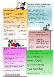 English Worksheet: Quantifiers: much, many, a lot of, how many, how much...