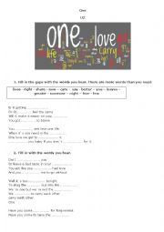 English Worksheet: ONE - U2