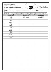 English Worksheet: comparatives