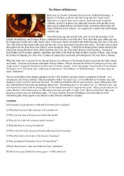 English Worksheet: THE HISTORY OF HALLOWEEN