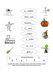 Halloween Spelling and Matching Type (From the book In a dark, dark room)